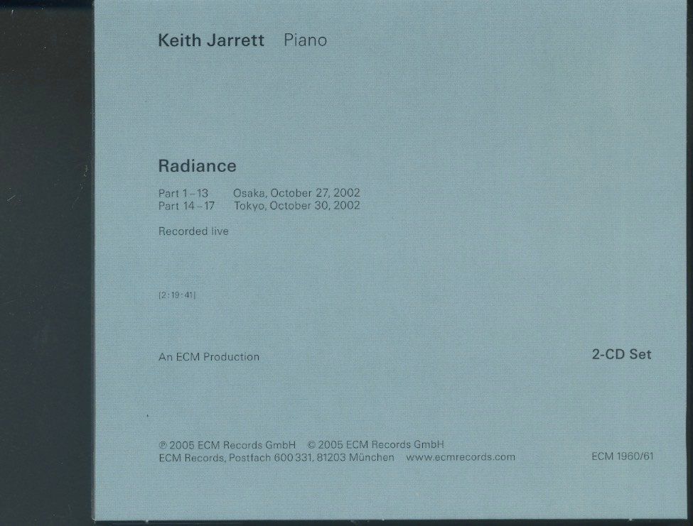 CDs: Radiance - Keith Jarrett – Gebraucht aus Delémont von MaxPlan 1