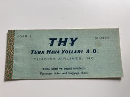 Vintage Turkish Airways ticket 1962