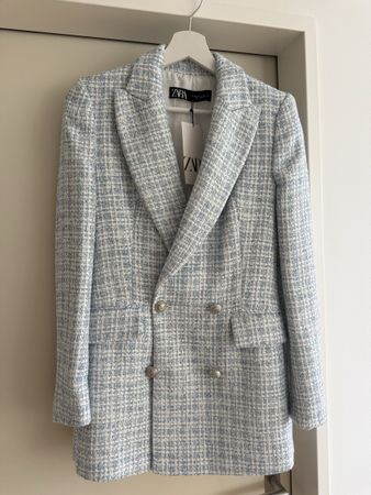 Tweed Blazer Zara hellblau Grösse XS NEU mit Etikett
