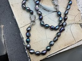 Set Collier und Armband, Perlen mit spez. Verschluss