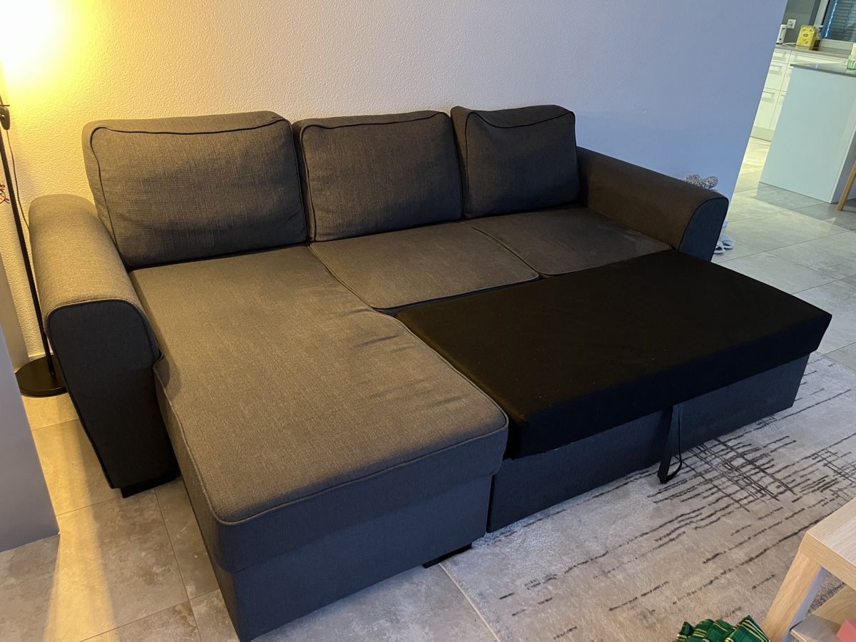 Conforama Divani: Couch/Bettsofa Dunkelgrau 250cm L-Shape  – Usato da Immensee venduto da kgam