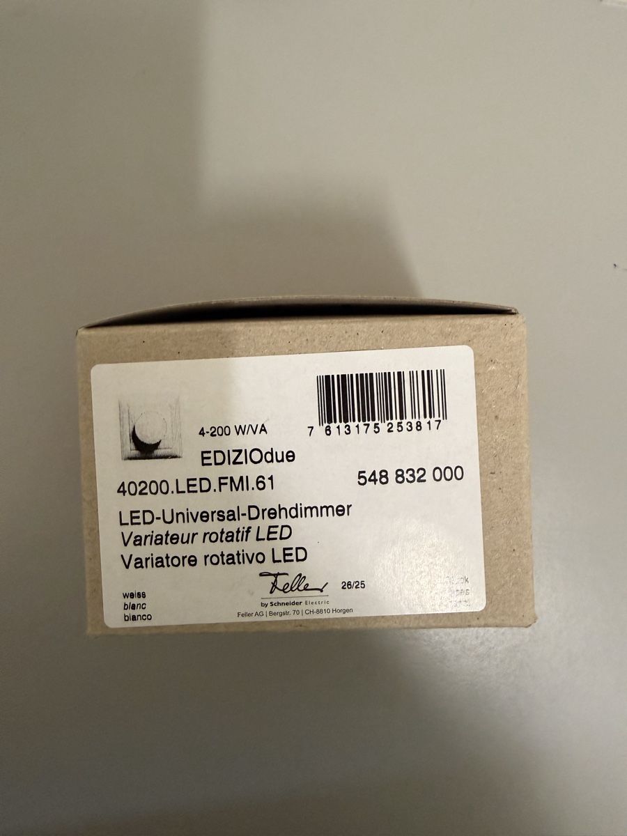 Feller Interruttori: Led Universall Drehdimmer original verpackt  – Nuovo e nell'imballaggio originale da Zürich venduto da papaplatte