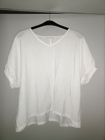 Damen Bluse weiss V-Ausschnitt kurzarm, Grösse L