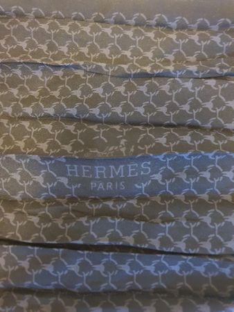 Hermes Paris Silk Scarf Black Patterned Made In France