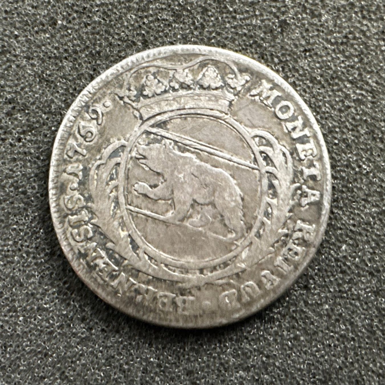 Tutti le monete: 1/4 Taler Silber Kanton Bern 1759 - 2 – Usato da Reitnau venduto da tb-muenzen 1