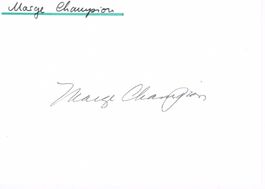 Marge Champion 1919-2020 Autogramm signiert Karte 10x15cm