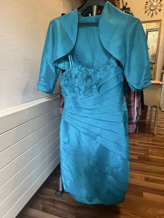 Kleid mit Bolero petrol Grösse 38