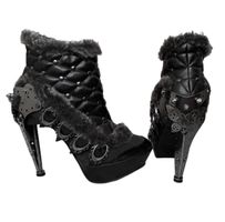 Schwarze Gothic/Steampunk Stiletto Stiefel, Grösse 38, Hades