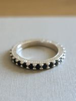 Bague Argent 925 - TUUM - Spinelles noires - avec étui - 1.-
