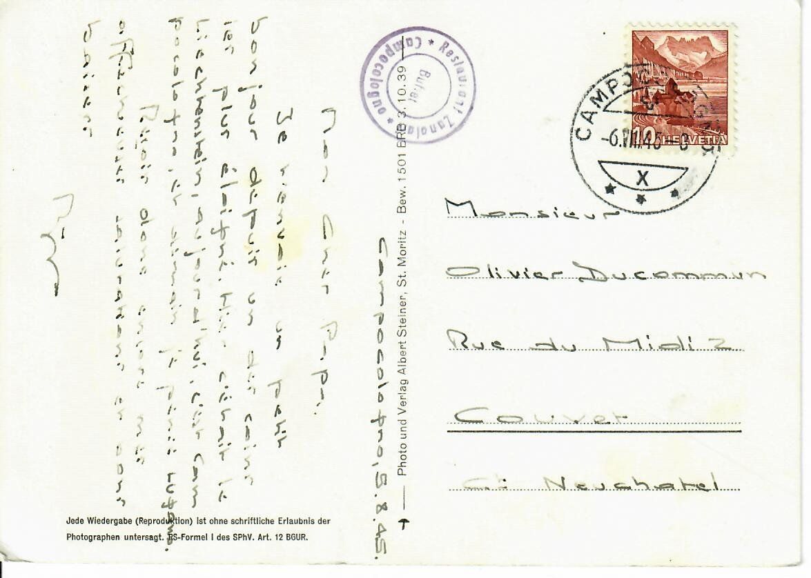 Cartoline postali: Campocologno  1945 – Usato da Hochdorf venduto da Ziegel-16 1