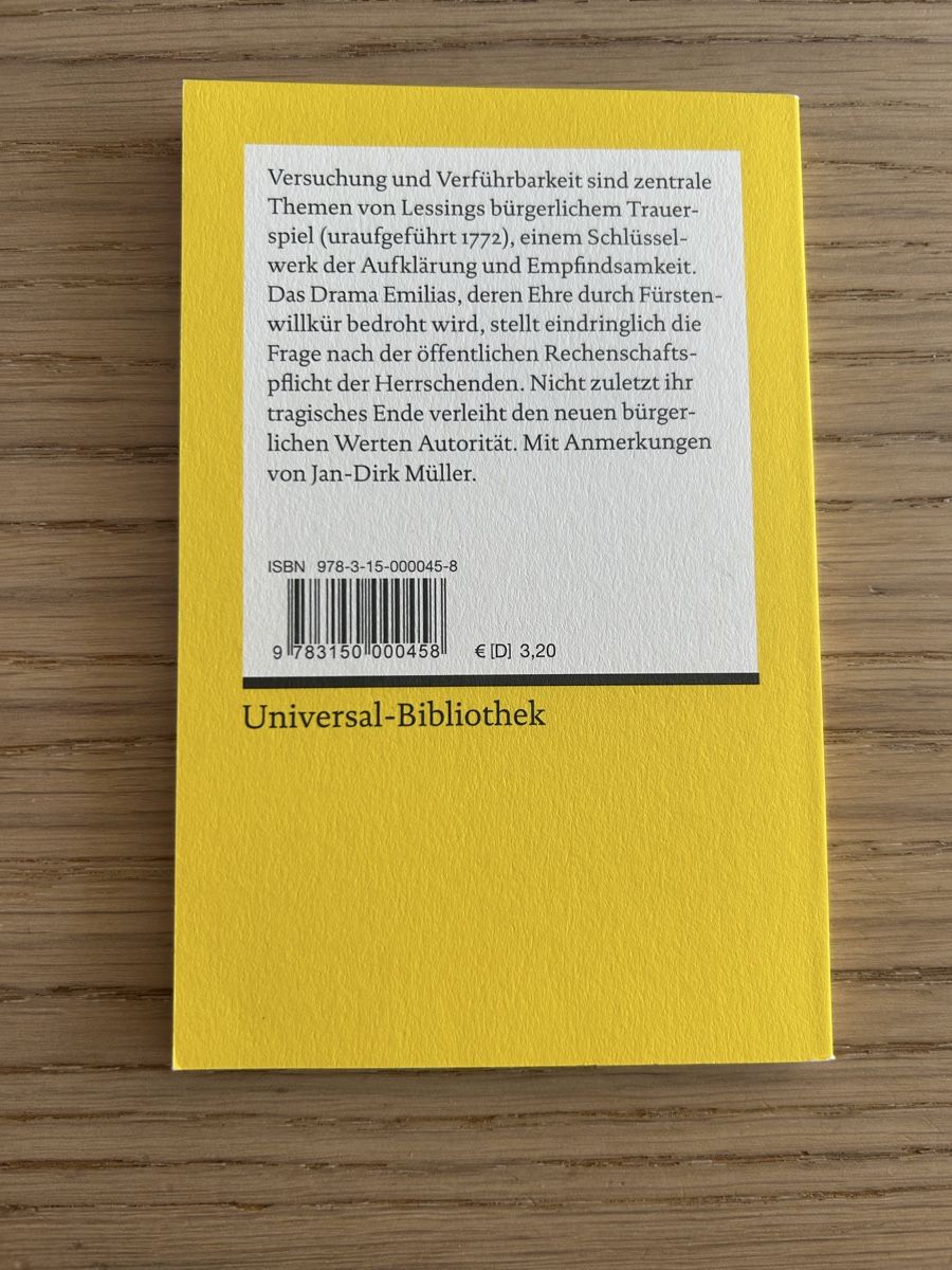 Libri: Emilia Galotti - G.E. Lessing – Nuovo e nell'imballaggio originale da Winterthur venduto da mon_hk2h 1