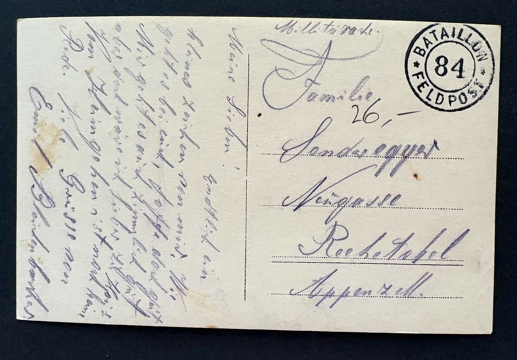 Cartoline postali: ANSICHTSKARTE SCHWEIZER ARMEE 1914 BAT 84 – Usato da Ostermundigen venduto da crazy-horse-1840 1