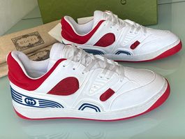 GUCCI GG Logo Demetra Weiss Rot Leder LowTop Sneaker 41 NEUE