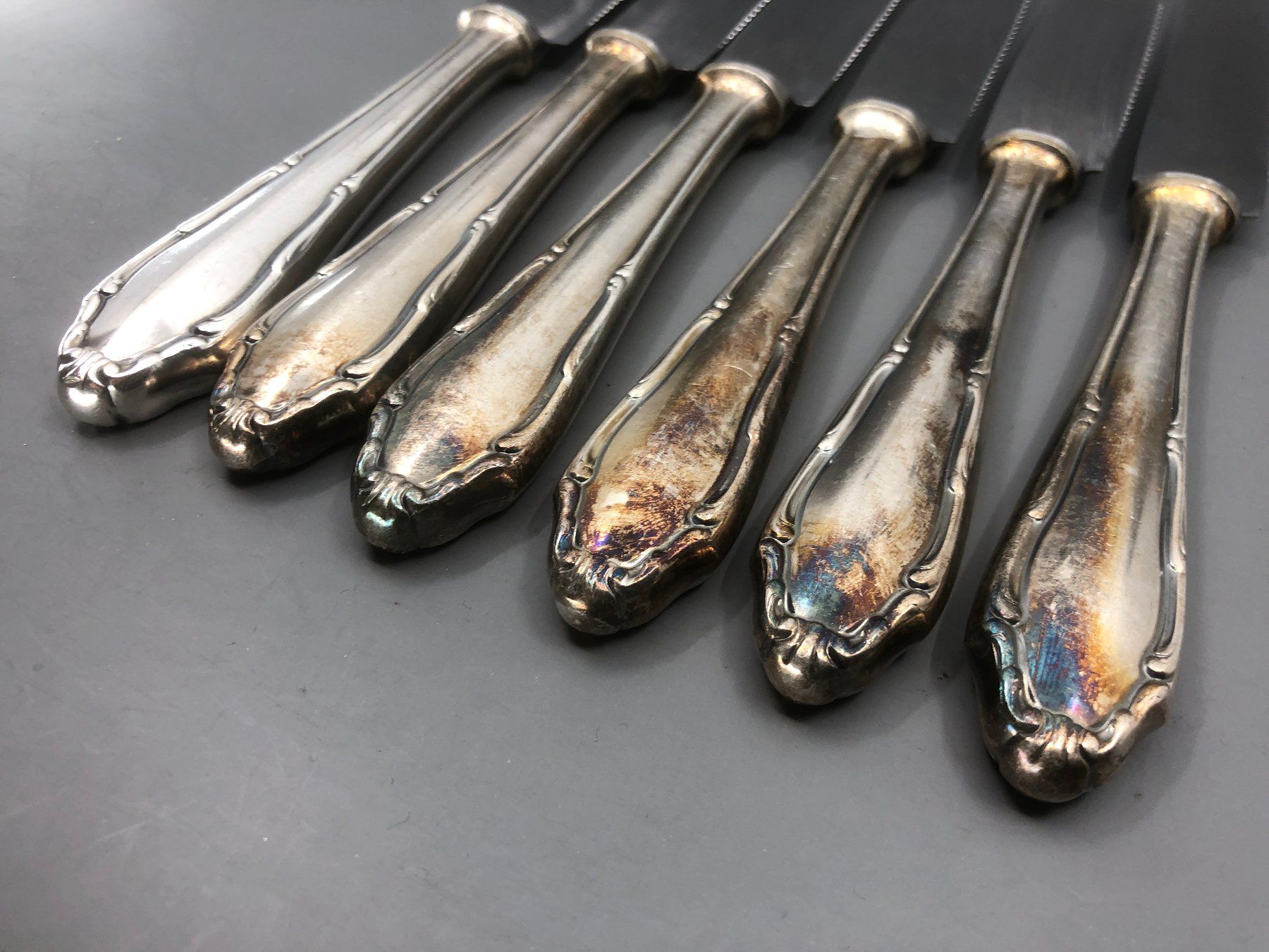 Posate: 6 Tafelmesser versilbert Oka Steakmesser – Usato da Basel venduto da Tiabeanie 2
