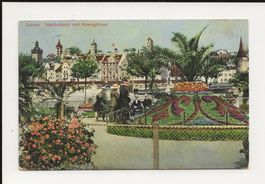 AK 1912 Luzern Bahnhofplatz und Museggtürme