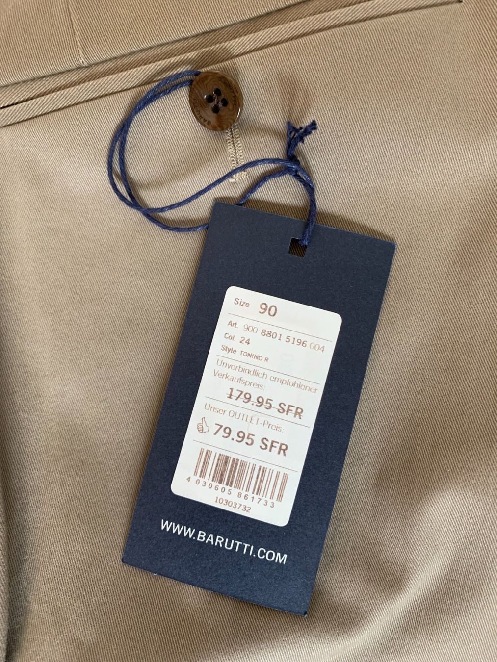 Hosen: BARUTTI Hose, Baumwolle, Gr. 90, Beige, NEU – Neu und originalverpackt aus Worb von farben20zauber 1
