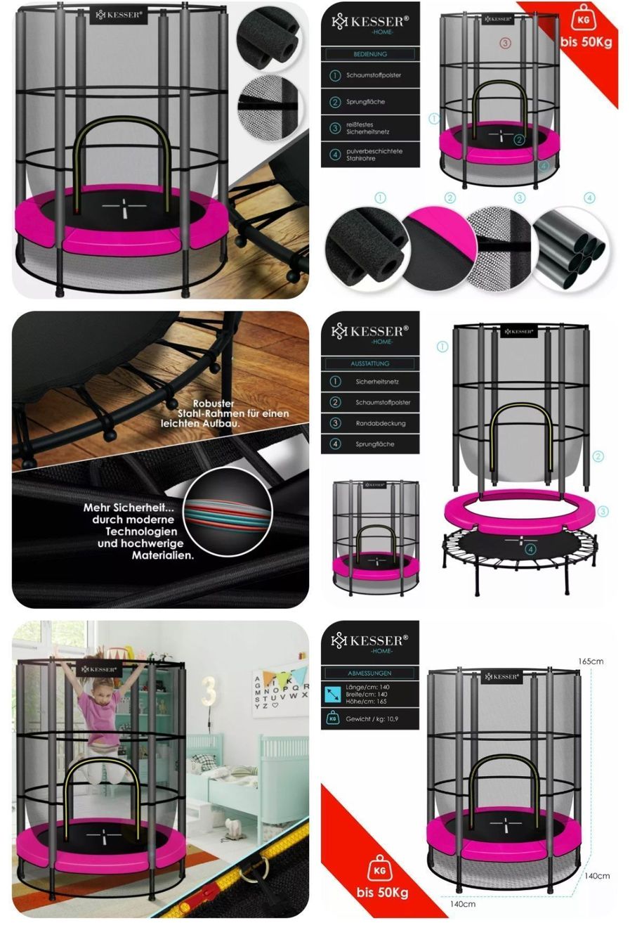 Trampolini: +Trampolin Kinder Kindertrampolin Gartentrampolin Mit – Nuovo e nell'imballaggio originale da Amriswil venduto da JaJa-Express 4