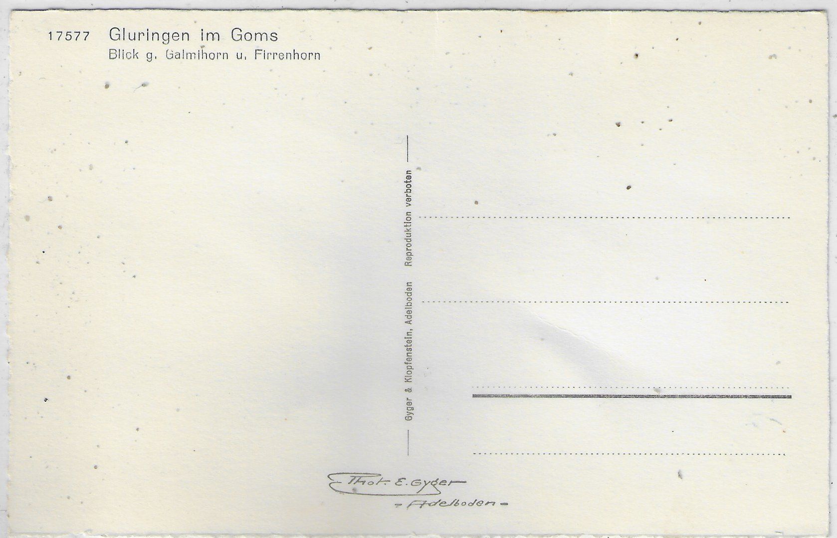 Ansichtskarten: Gluringen im Goms - Photo: E. Gyger – Gebraucht aus Ettingen von Kartenplanet 1