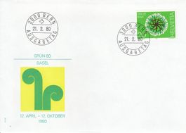 1980 636-39 4 FDC Grün 80 Heimatwerk Kunst Autosalon  Genève
