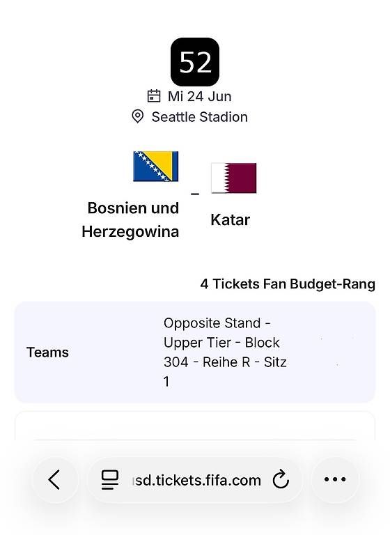 Biglietti: WM 2026 Ticket Bosnien Qatar – Nuovo e nell'imballaggio originale da Widnau venduto da elvir07