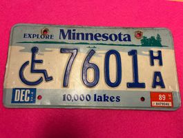 Plaque immatriculation USA Minnesota