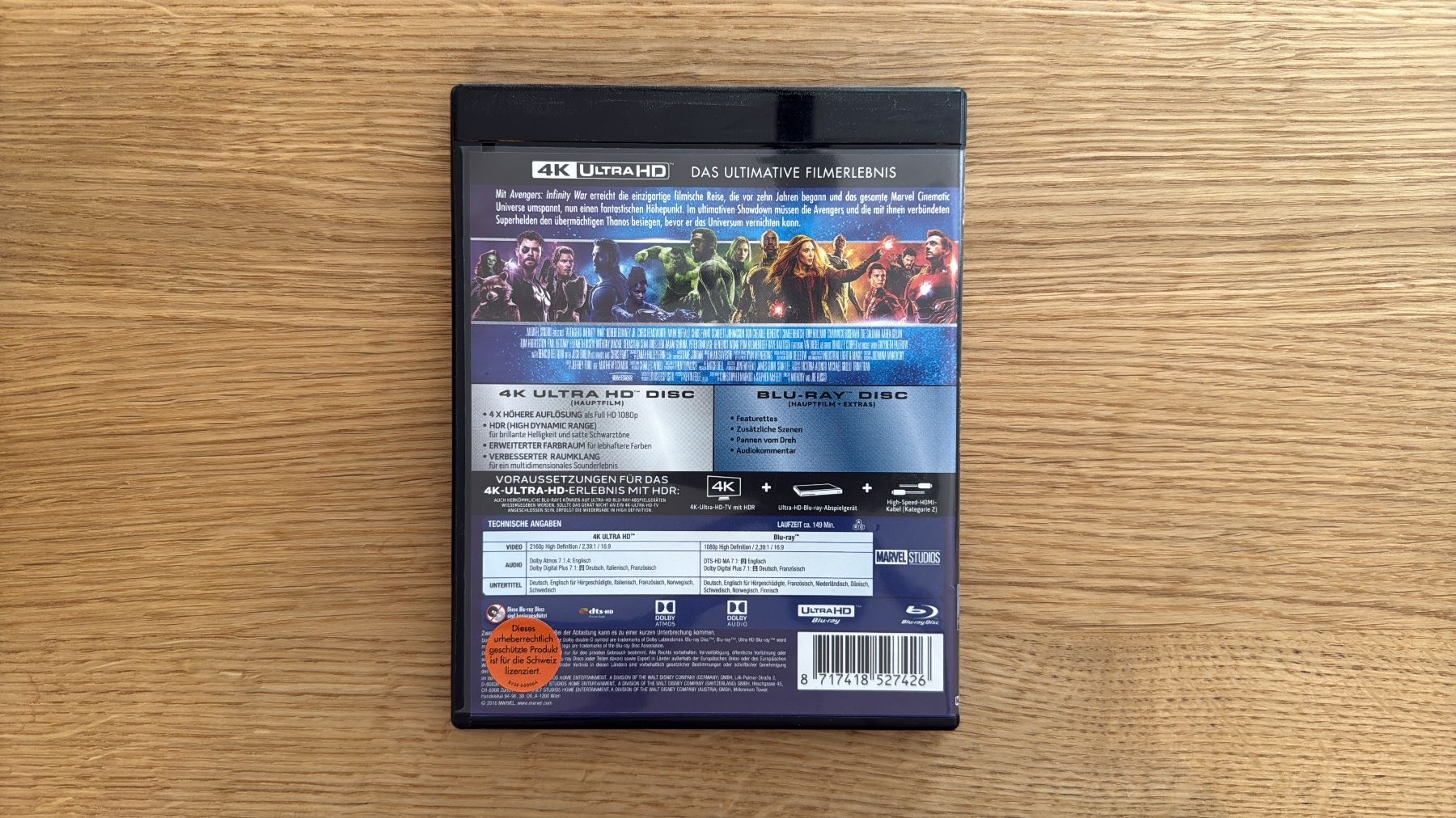 Tutti i DVDs: Avengers Infinity War - 4K UHD Blu-Ray – Usato da Wallisellen venduto da Art_Vendorlay 1