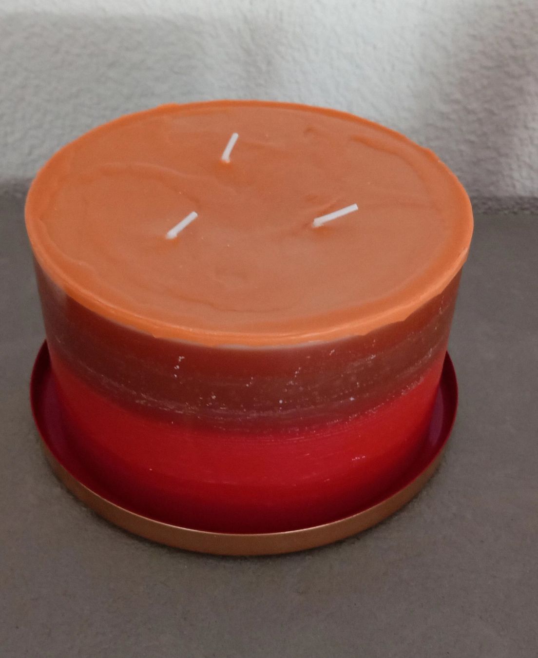 Candele: Rotes Dekotablett mit Goldrand,mit 3 Dochtkerze – Nuovo (secondo la descrizione) da Burgdorf venduto da carodesign1
