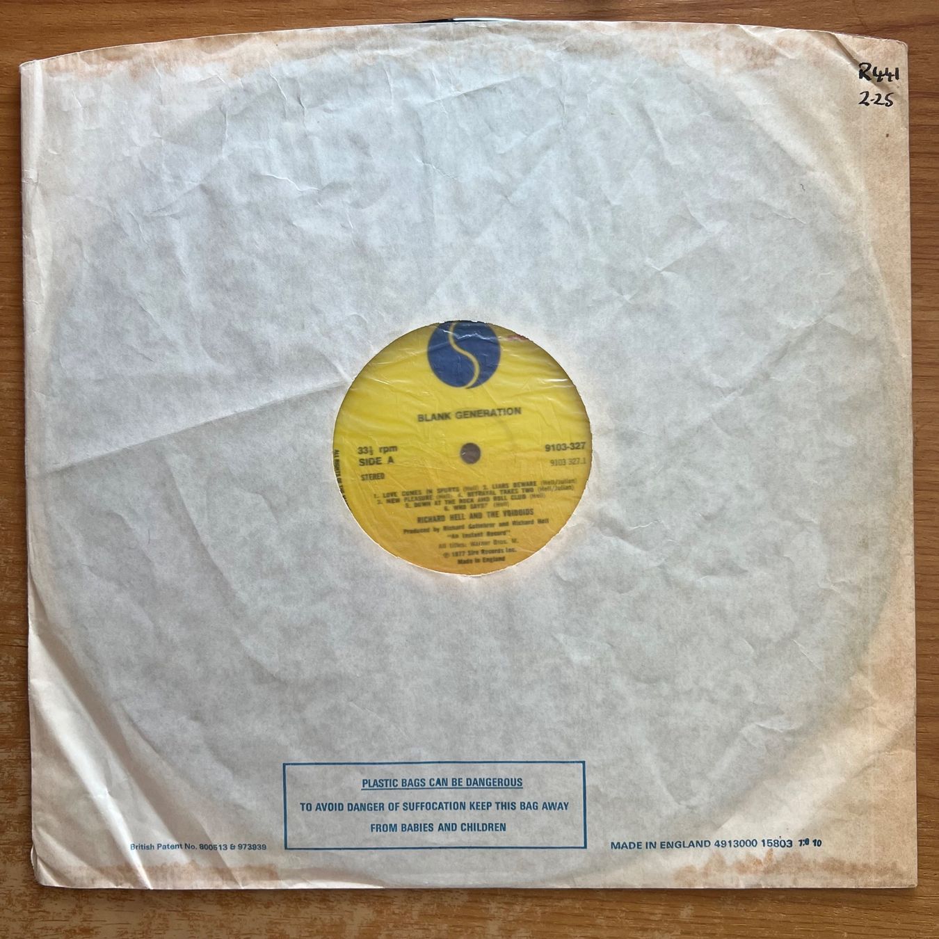 Dischi in vinile: Richard Hell & The Voidoids - Blank Generation / 1. UK 1977 – Usato da Gais venduto da soundcave57 2