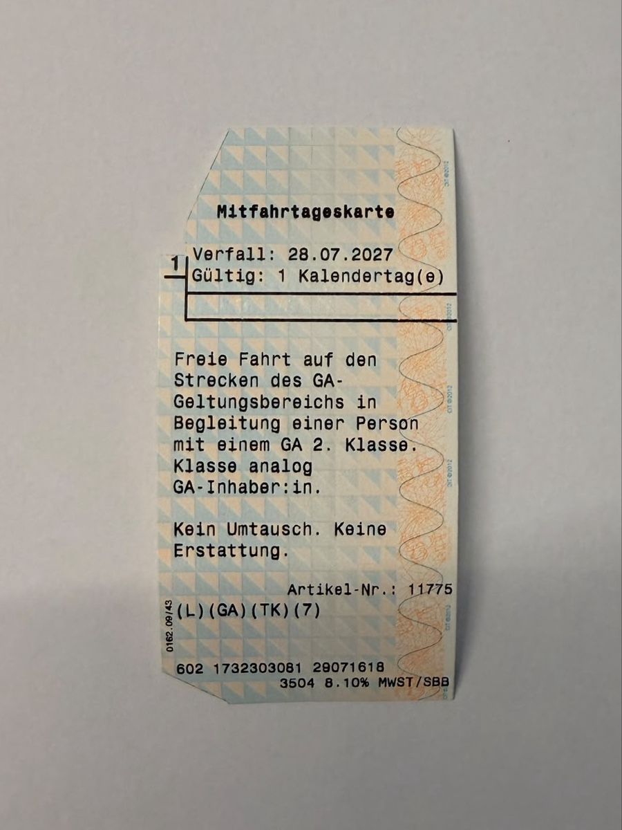 Tickets: Mitfahrttageskarte SBB GA – Neu und originalverpackt aus Neerach von irasan
