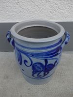 Topf mit Henkel Steinzeug Steingut Salzglasur blau 6 Liter