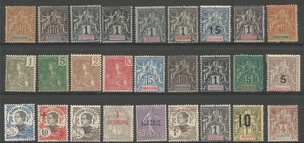 Timbres - VRAC FRANCE, Colonies Françaises + divers. Timbres, Lettres