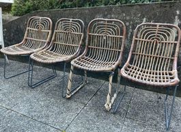4 Esszimmerstühle aus Rattan von bloomingville + Sitzkissen
