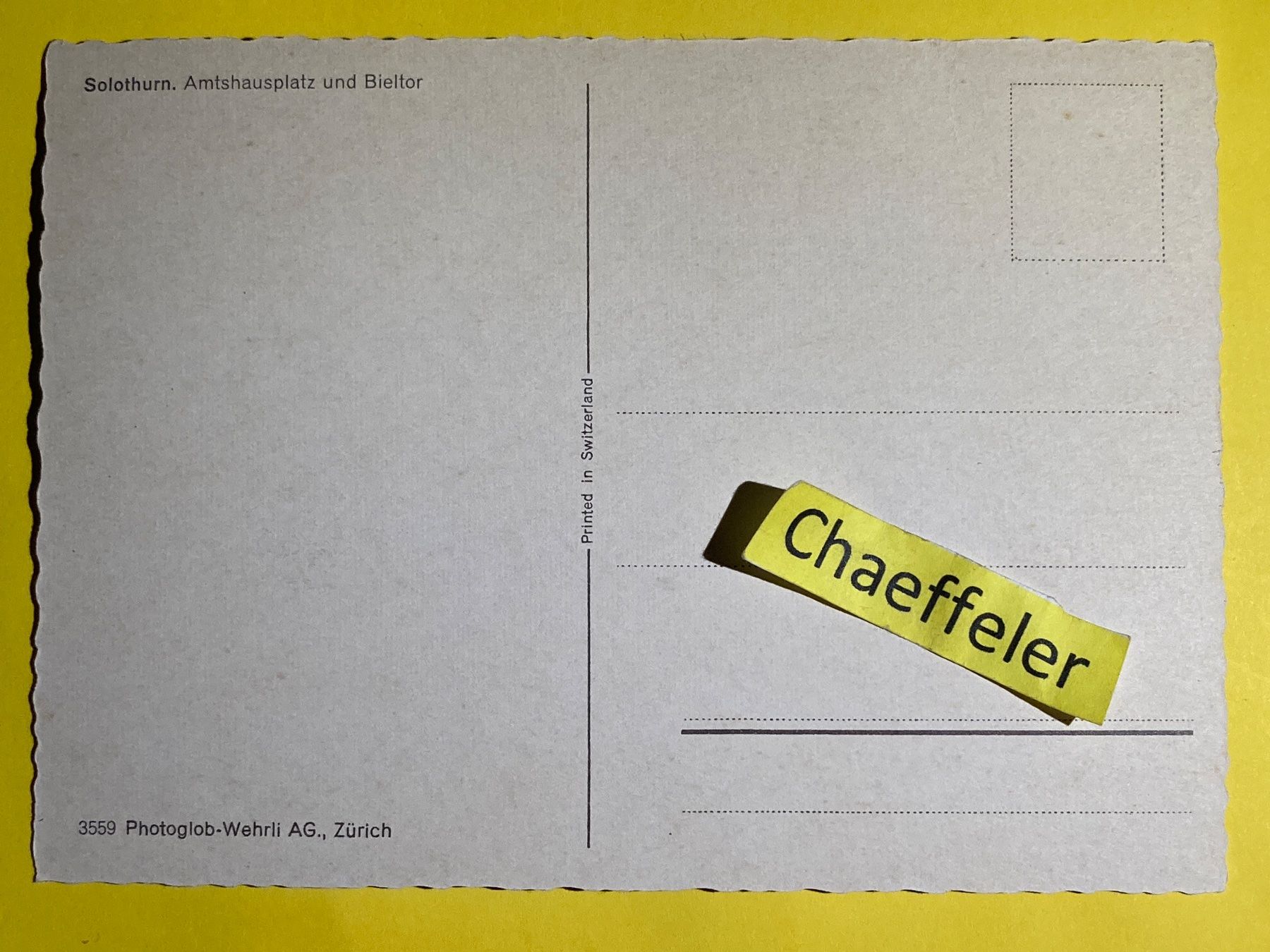 Cartes postales: Solothurn. Amtshausolatz mit Bieltor – D'occasion à Zürich par Chaeffeler 1