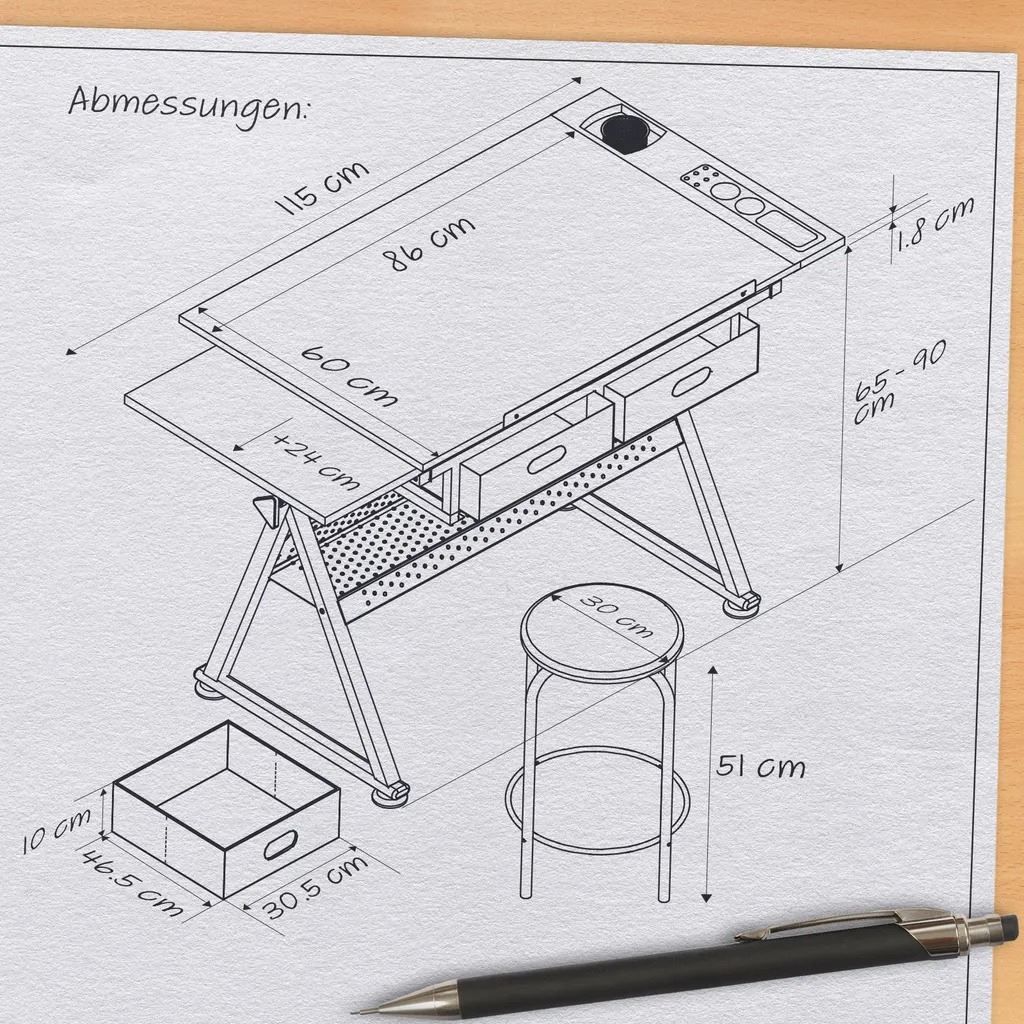 Scrivanie: Zeichentisch - höhenverstellbar – Nuovo e nell'imballaggio originale da Winterthur venduto da aredo 9
