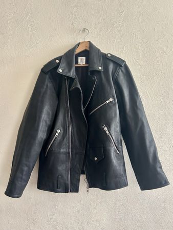 Veste en cuir véritable pour femme, taille M, comme neuve!