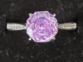 Bague avec Topaze Rose Taille 54 reglable en métal argenté ☆