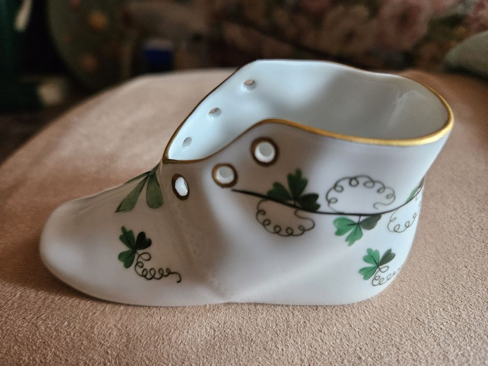 Soulier Chaussure En Porcelaine – Motifs Fleurs – Collection – Fabriqué En France
