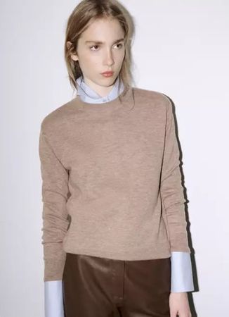 🤩MANGO NEUE KOLLEKTION STRICK-PULLOVER BEIGE 100% WOLLE