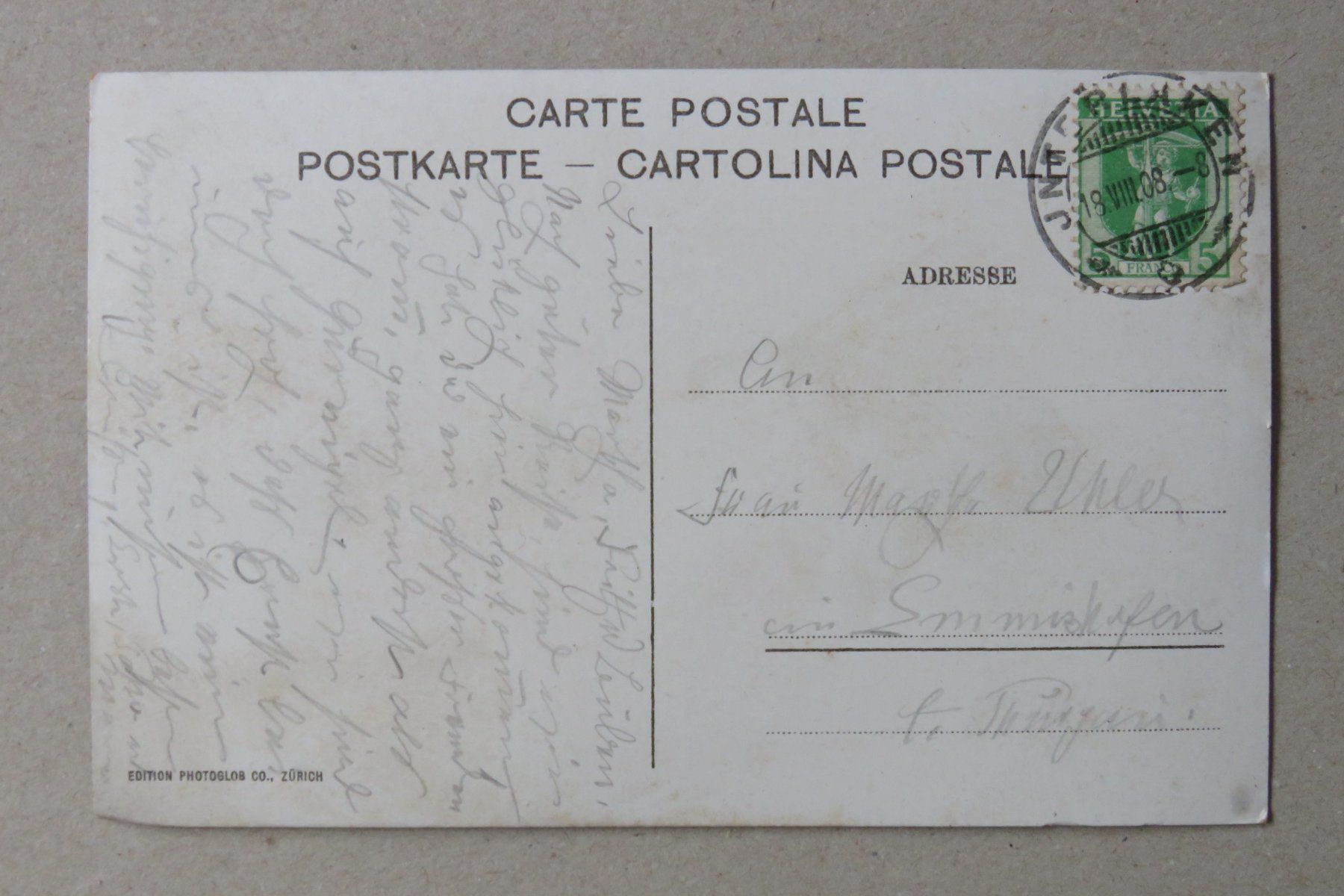 Cartoline postali: 1908 Interlaken - Kursaal – Usato da Kreuzlingen venduto da Koi4 1