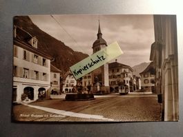 Ak Denkmäler Aldorf mit Tram Dorfplatz Tell Denkmal