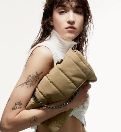 ZARA Stofftasche mit Kette Tasche Schultertasche NEU