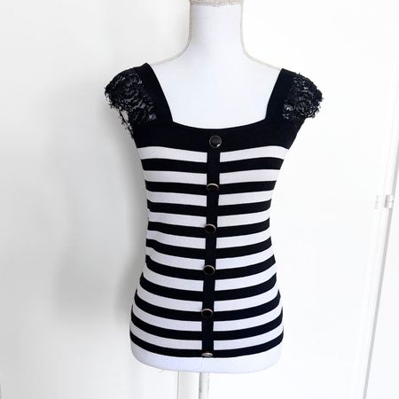 MORGAN Top Rayé Noir & Blanc - Taille XS