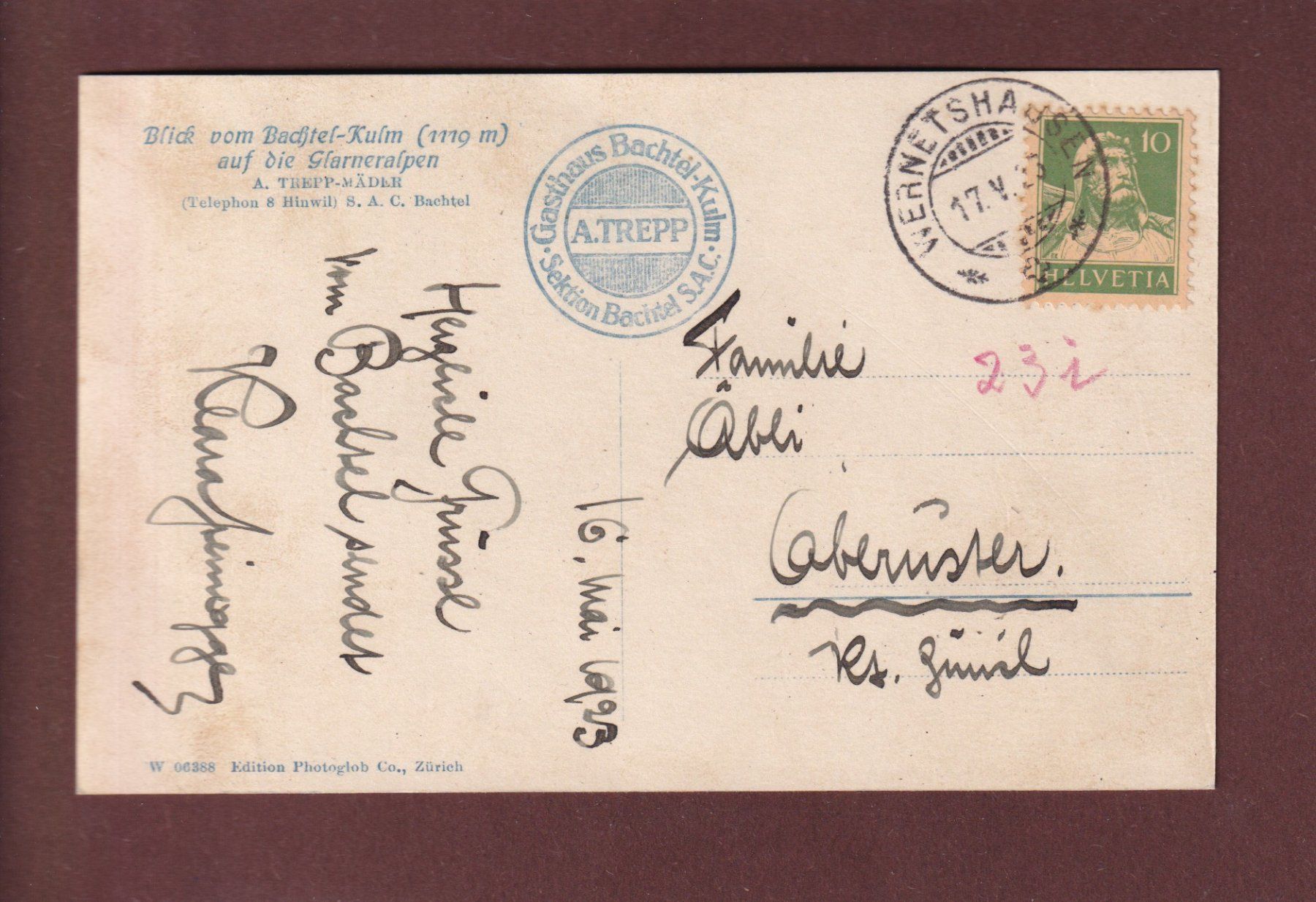 Ansichtskarten: BACHTEL-KULM - Schafherde - 1923 – Gebraucht aus Pully von nicecards 1