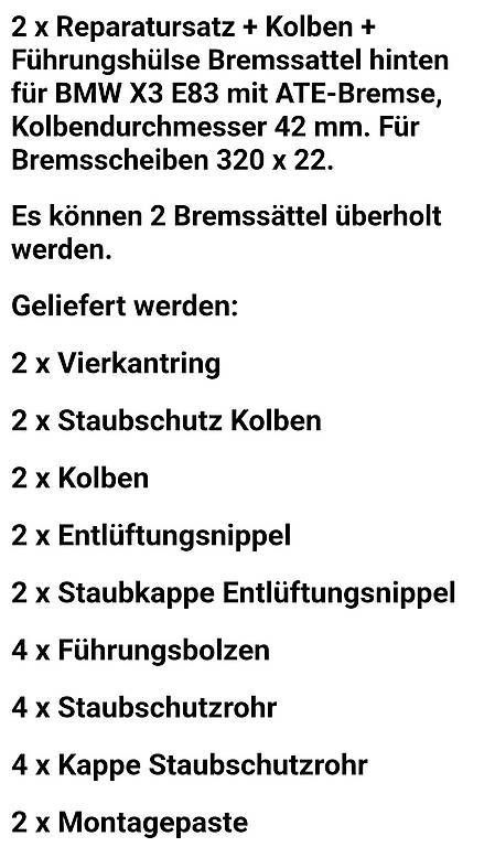 Alle Autoersatzteile: Bremszange Repsatz BMW X3 E83 – Gebraucht aus Mägenwil von InEcoTec 2