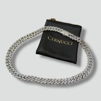 Cernucci iced out prong Cuban chain white gold Halskette