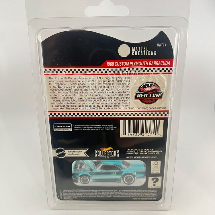 HOT WHEELS RLC 1968 Custom Plymouth Barracuda - Red Line C. (Neu und ...