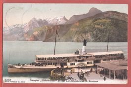 Brunnen - Landungsbrücke mit Dampfschiff Unterwalden 1906
