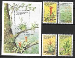 Dominica Serie 863 - 866 + Block Blumen ** 13.8.1984