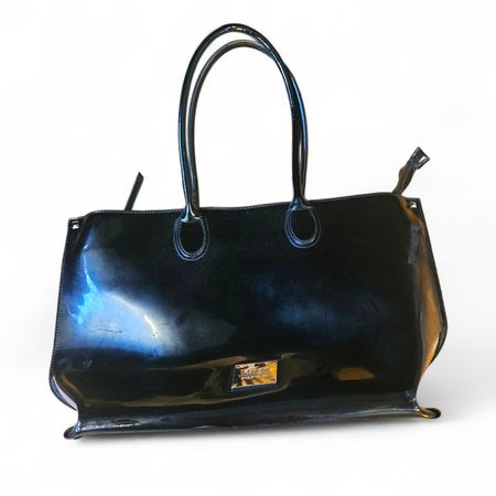 Schwarze L.Credi Handtasche aus Lackleder - Top Zustand!