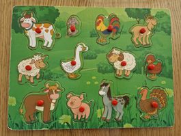 Holzpuzzle Tiere/ Holzspielzeug/ Steckpuzzle/ Kind/ Baby